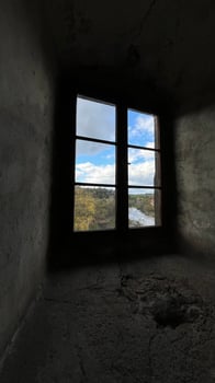 Old windows in the castle, view from the inside Poland photo
