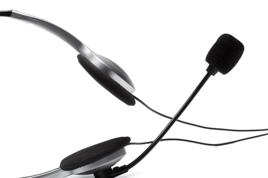headset with microphone isolated on white photo