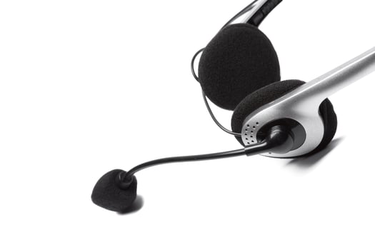 headset with microphone isolated on white photo