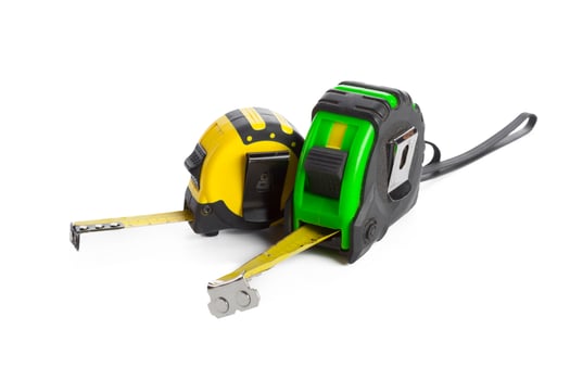 Tape measure on white background photo