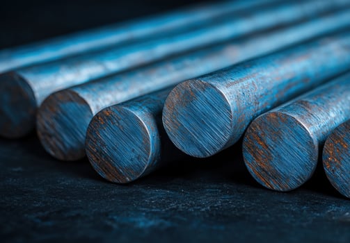 Metallic industrial steel rods photo