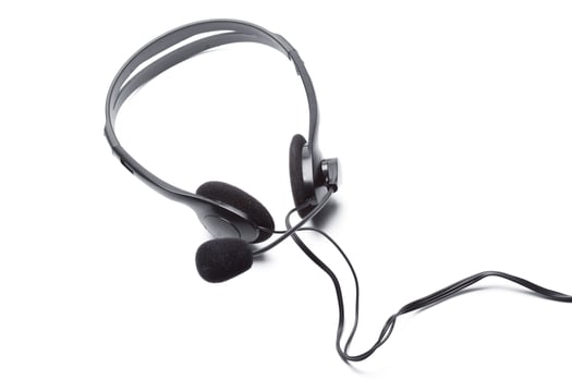 headset with microphone isolated on white photo
