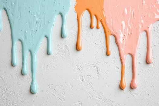 Colorful abstract paint drips on textured background photo