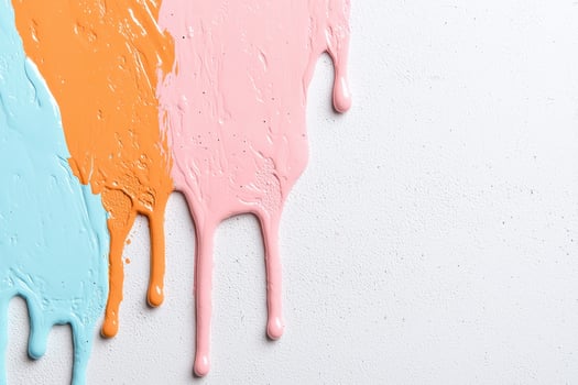 colorful abstract paint drips on white background photo