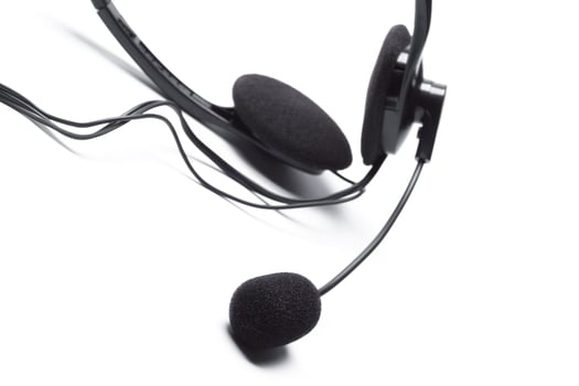 headset with microphone isolated on white photo