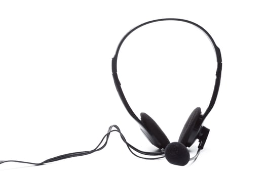 headset with microphone isolated on white photo