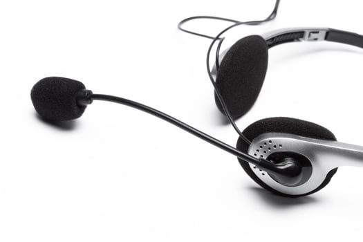 headset with microphone isolated on white photo