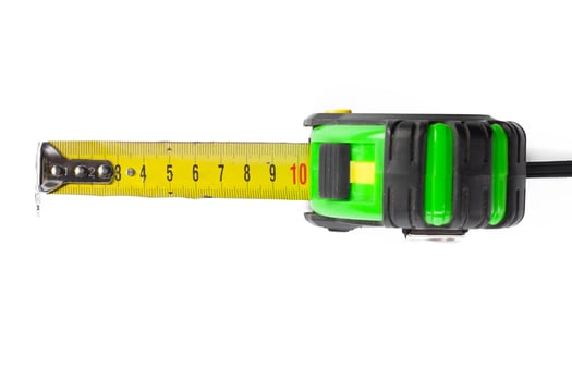 Tape measure on white background photo