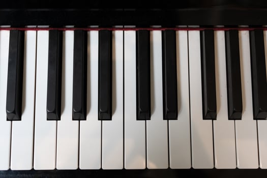 Top view of a piano keyboard photo