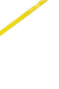 yellow metric measuring tape isolated on white panorama background photo