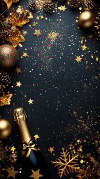 Elegant celebration setup featuring champagne and festive decorations for a special occasion photo