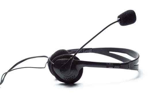 headset with microphone isolated on white photo