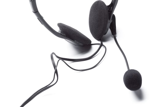headset with microphone isolated on white photo