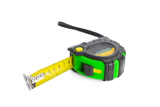 Tape measure on white background photo