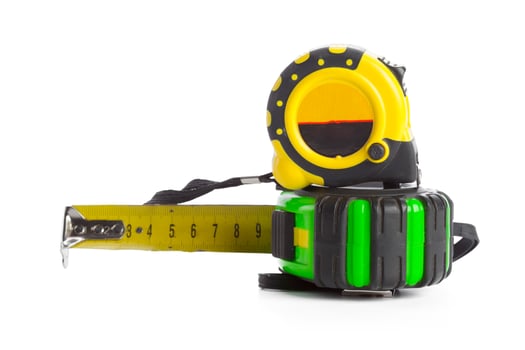 Tape measure on white background photo