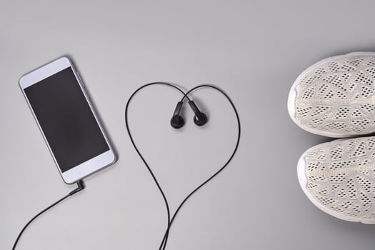 Fitness motivation with smartphone and earphones for active lifestyle inspiration. photo