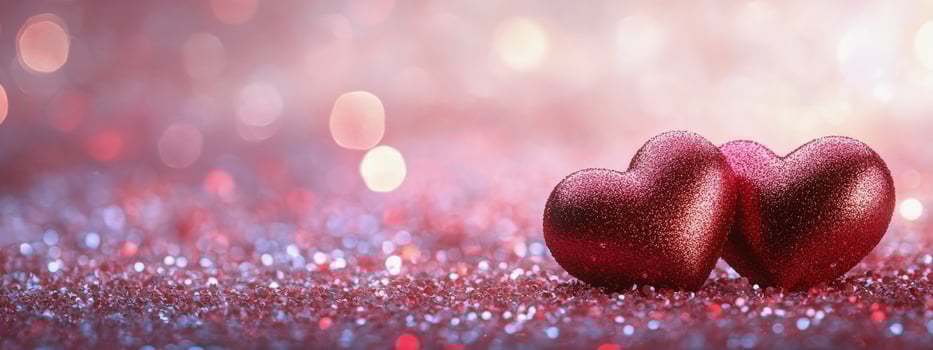 Shiny red hearts on a sparkling background celebrating love and connection in a joyful atmosphere photo
