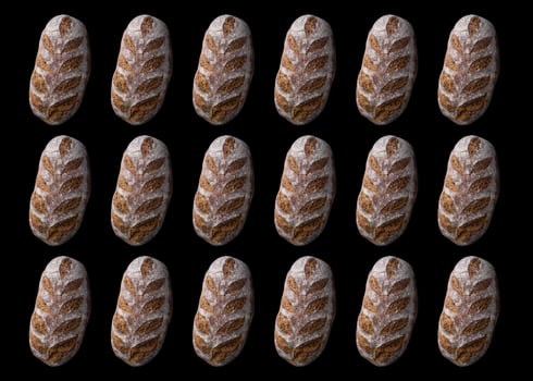 Artisan bread loaves arranged neatly photo