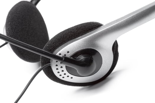 headset with microphone isolated on white photo