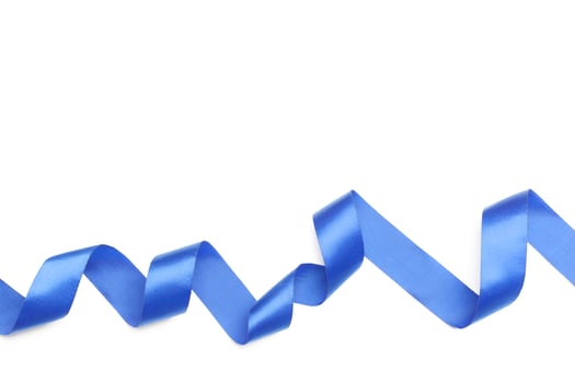 blue satin ribbon isolated on white photo