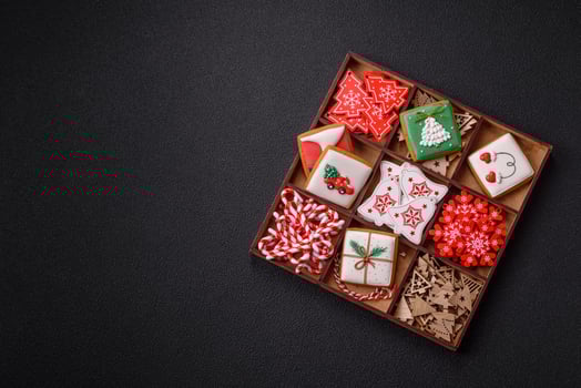 Homemade Christmas gingerbread cookies made as sweets photo