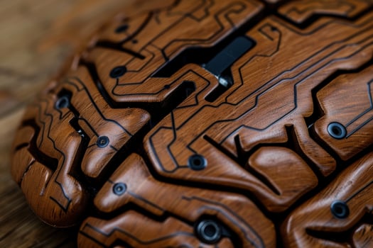 Intricate wooden circuit board pattern photo