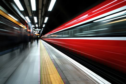 Blurred motion of a high speed train in a subway station photo
