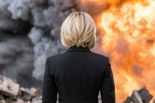 Dramatic scene with explosion and smoke in the background photo