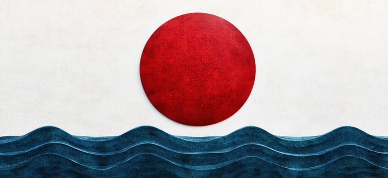 red sun over ocean waves photo