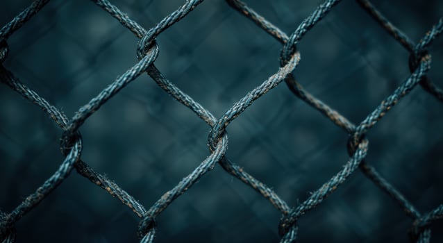 Close up of a tangled wire mesh fence photo