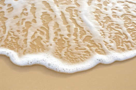 close up of foamy waves on sandy beach photo