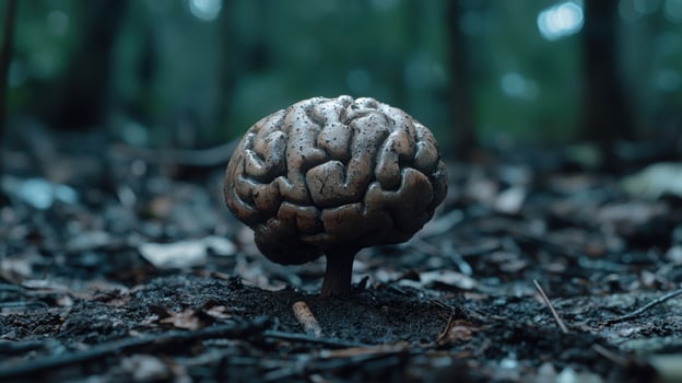 Mysterious brain like fungus in the forest photo