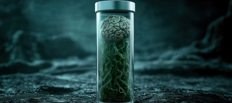 preserved brain in glass jar photo
