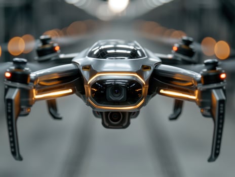 close up of a modern drone with multiple cameras photo