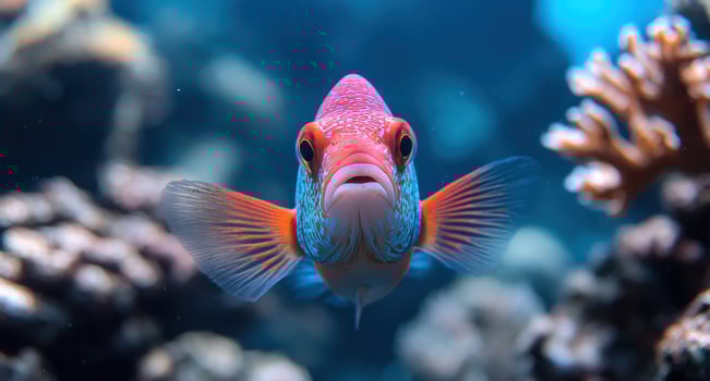 Vibrant tropical fish swimming in the ocean photo