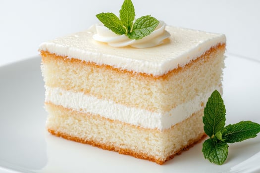 Delicious creamy dessert with mint garnish photo