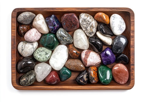 Assortment of natural gemstones and crystals photo