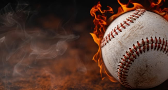 Fiery baseball in flames photo