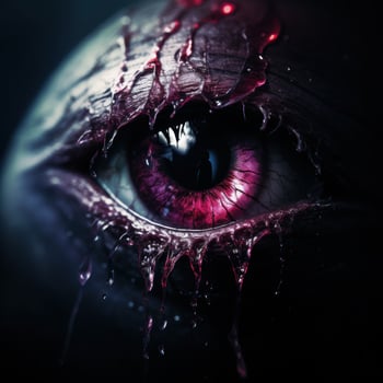 Surreal close up of a dark, menacing eye photo