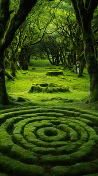 Enchanting moss covered forest path photo