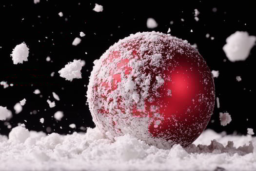 Snowy red christmas ornament photo