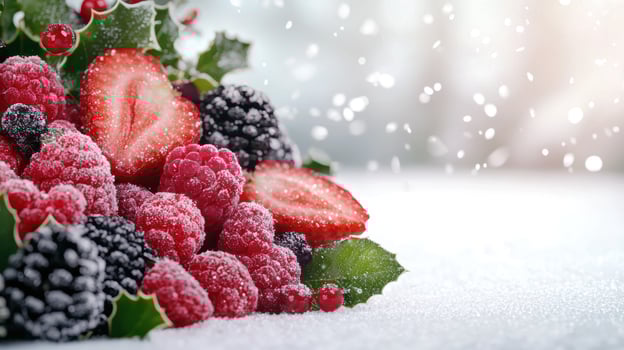 Festive winter berries and fruits photo