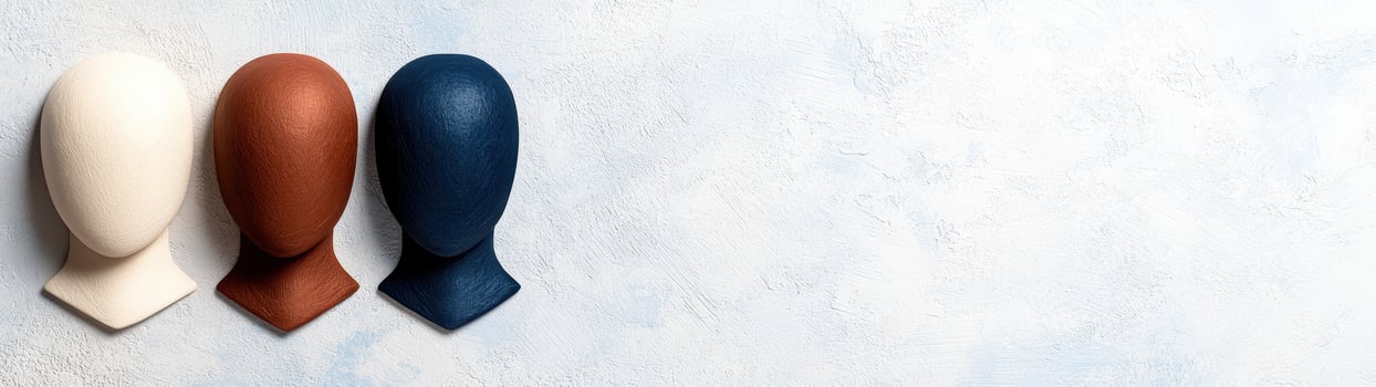 Diverse mannequin heads on a white background photo