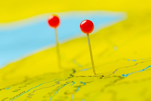 Travel destination points on a map photo
