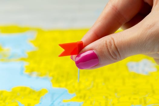 Travel destination points on a map photo