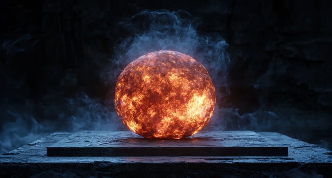 Glowing red moon with smoke photo