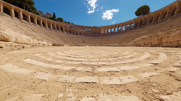 ancient roman amphitheater with sand floor photo