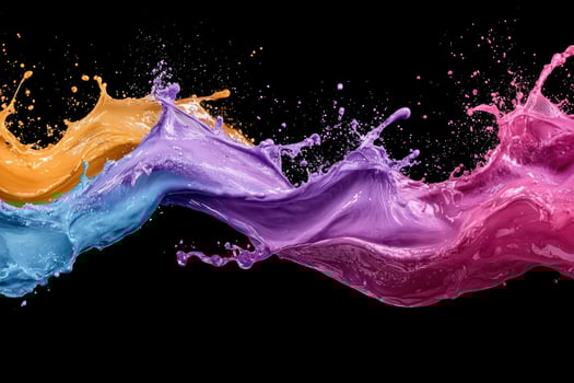 Colorful paint splash on black background photo