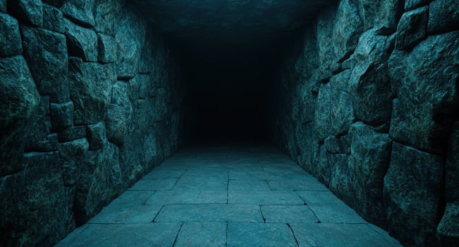 mysterious dark stone tunnel photo