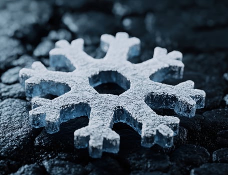 Frozen gear cog on snowy surface photo